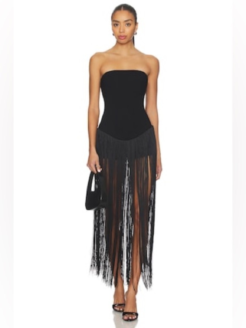 superdown 
Fringe Romper in Black